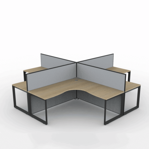 Alto Screen 4 Person X Shape Workstation with Loop Legs