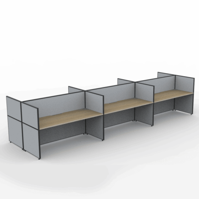 Alto Screen 6 Person Double Desk with End Screen