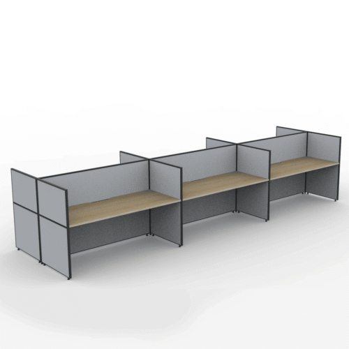 Alto Screen 6 Person Double Desk with End Screen