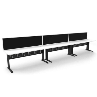 Diamond Space 3 Person Single Sided Desk With Screen