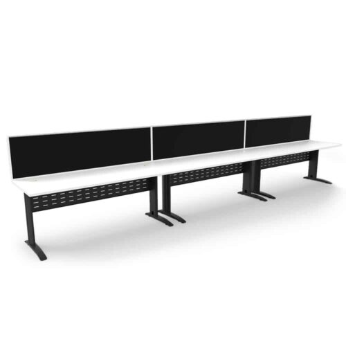 Diamond Space 3 Person Single Sided Desk With Screen