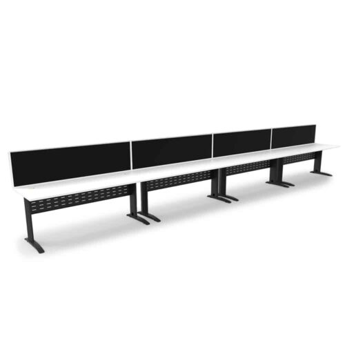 Diamond Space 4 Person Single Sided Desk With Screen