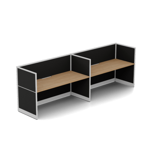 Quiet 2 Person Single Side Desk + End Screens