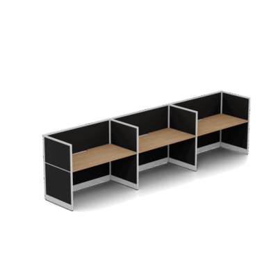 Quiet 3 Person Single Side Desk + End Screens