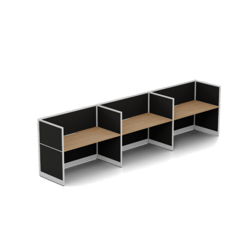 Quiet 3 Person Single Side Desk + End Screens