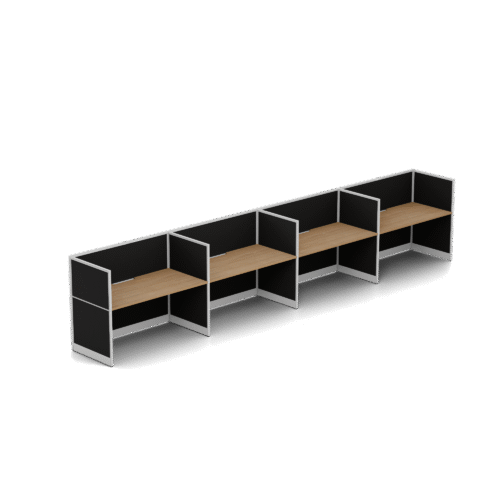 Quiet 4 Person Single Side Desk + End Screens