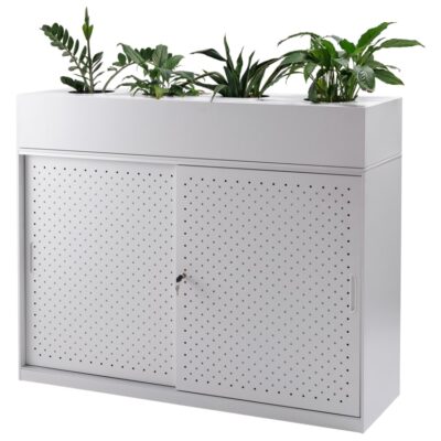 Perforated Sliding Door Cabinet with Planter Box