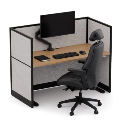 Quiet Height Adjustable 1 Person Inline Desk + End Screens