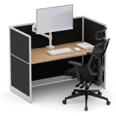 Quiet 1 Person Single Side Desk + End Screens
