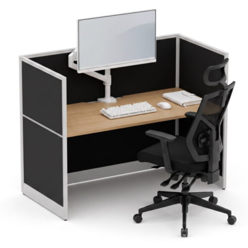 Quiet 1 Person Single Side Desk + End Screens