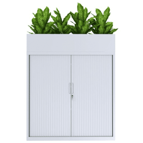 Tambour Storage Cupboard with Planter Box