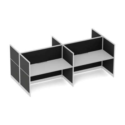 Quiet 4 Person Double Desk + End Screens
