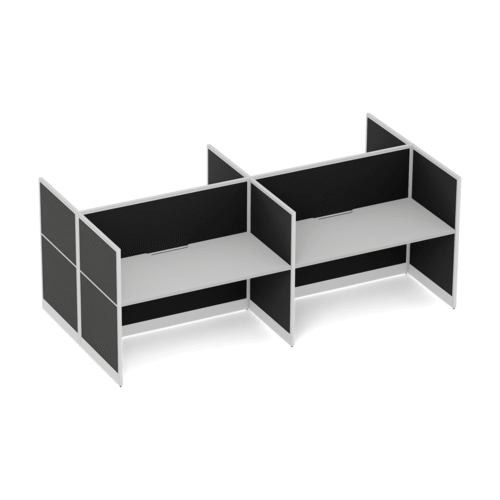 Quiet 4 Person Double Desk + End Screens