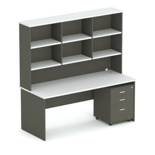 Wonder Desk & Hutch White/Charcoal