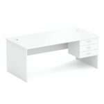 Wonder desk 189 in white with fixed pedestal