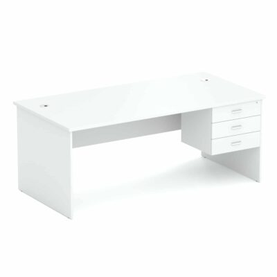 Wonder desk 189 in white with fixed pedestal
