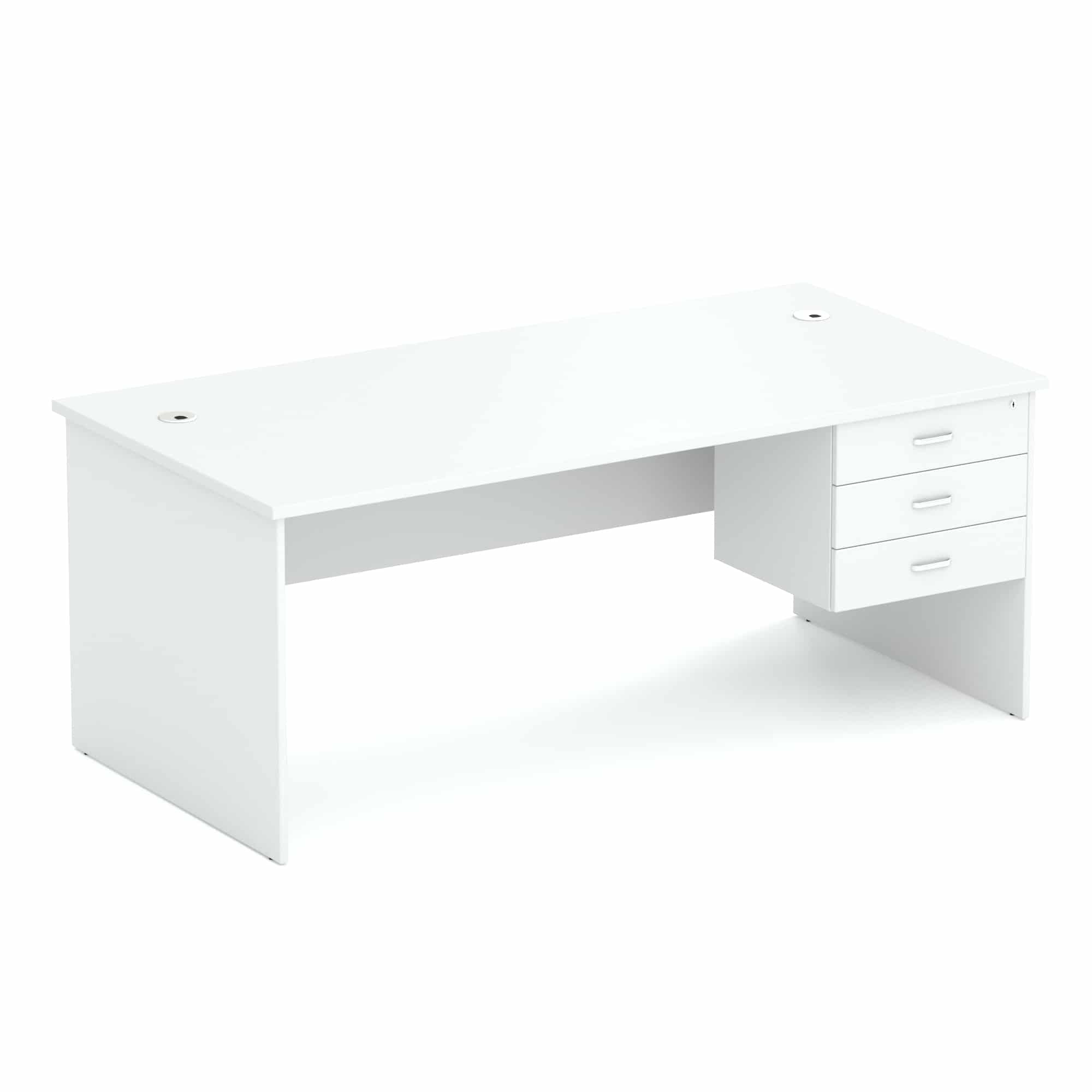 Wonder desk 189 in white with fixed pedestal