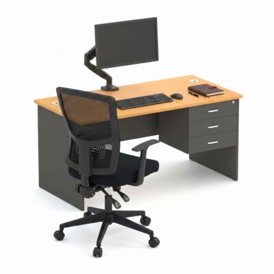 Wonder Straight Desk Beech/Charcoal