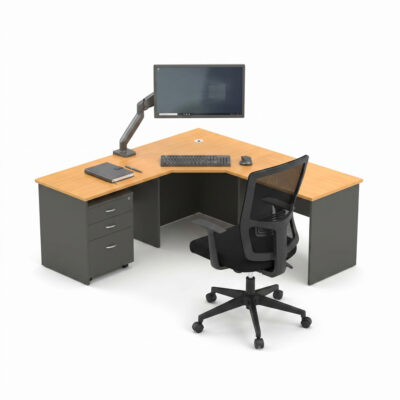 Wonder Corner Workstation 600D Beech/Charcoal
