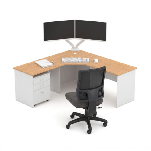 Wonder Corner Workstation 600D Oak/White