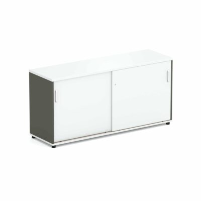 Wonder Sliding Door Credenza White/Charcoal