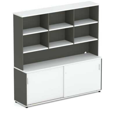 Wonder Credenza & Hutch White/Charcoal