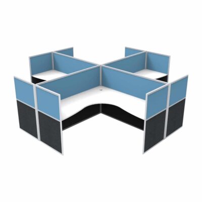 Super Office Screen 4 Person X Pod with End Screens