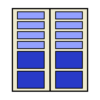 12 totes, 2 columns