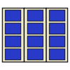 12 totes, 3 columns