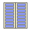 16 totes, 2 columns