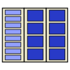 16 totes, 3 columns