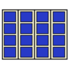 16 totes, 4 columns