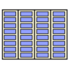 32 totes, 4 columns
