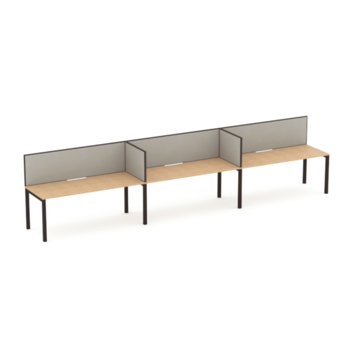 Apex 3 Person Inline Desk With Return Screen