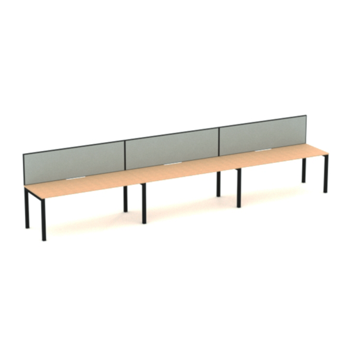Apex 3 Person Inline Desk with Screen