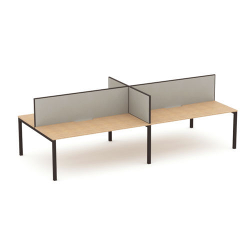 Apex 4 Person Double Desk With Return Screen