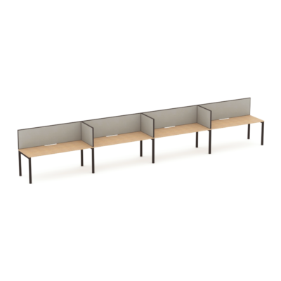 Apex 4 Person Inline Desk With Return Screen