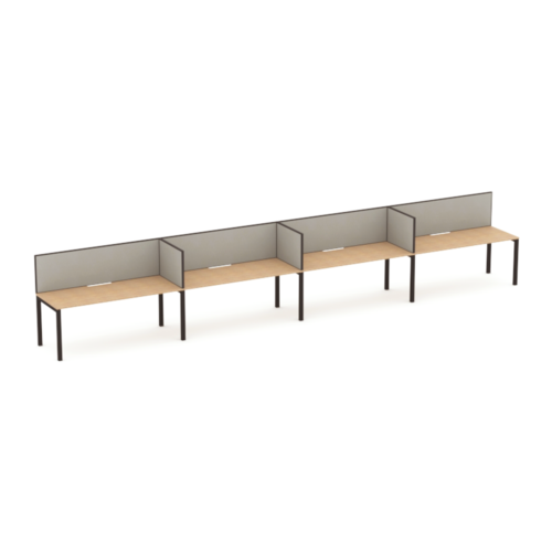 Apex 4 Person Inline Desk With Return Screen