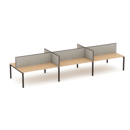 Apex 6 Person Double Desk With Return Screen