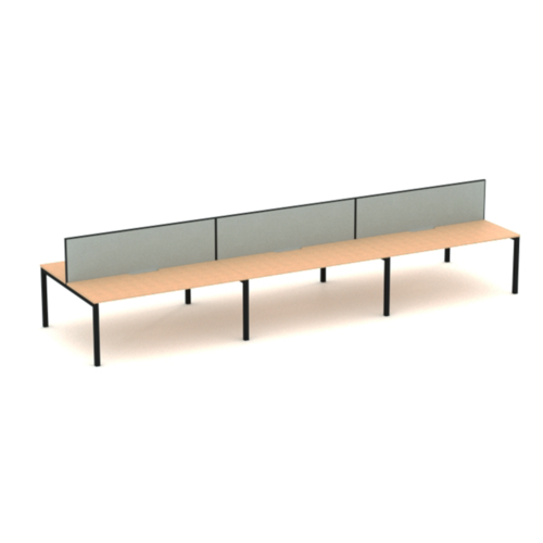 Apex 6 Person Double Desk with Screen